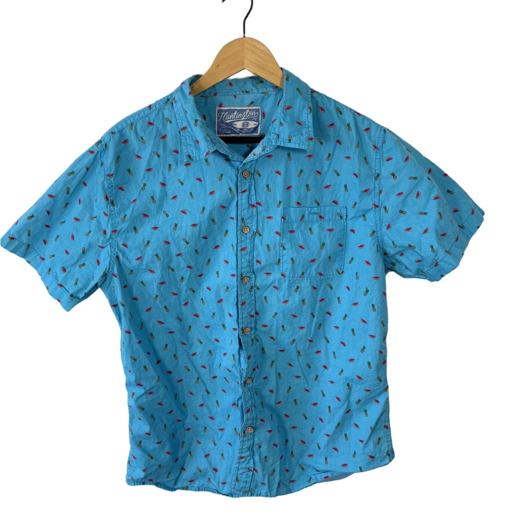 Huntington Beach Club Pineapple Watermelon Button-Up Shirt L